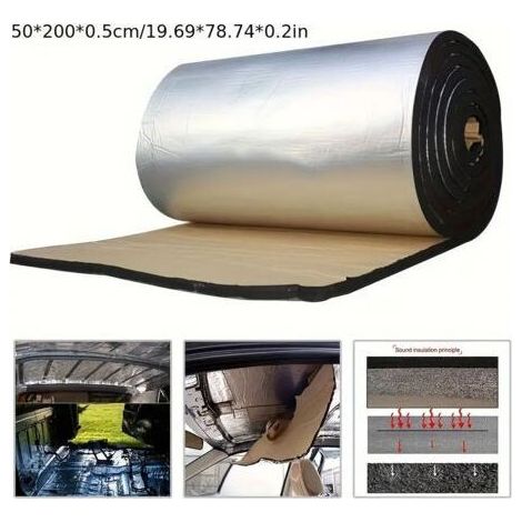Isolant Thermique Auto-Adhésif, Tapis D'isolation Phonique et Thermique pour Voiture, Auto Tapis D'isolation Acoustique, Thermique, Imperméable, pour Capot Moteur et Coffre, 15050cm5mm (1/5)