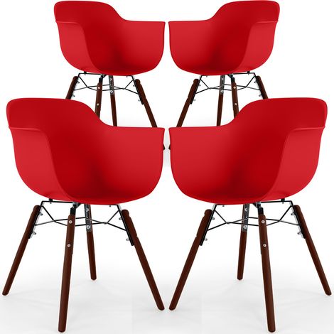 Sillas de Comedor - Diseño Escandinavo - Patas de Madera Oscura - Pack de 4 - Nordika