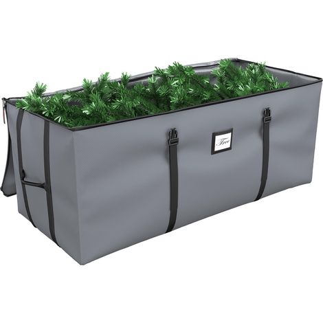 Grand sac de rangement pour sapin de Noël artificiel, boîte de rangement pour sapin de Noël avec poignées en tissu Oxford 600D anti-déchirure (gris, 2,7 m) (1/5)