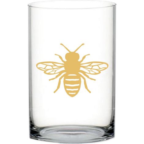 Vase en Verre Transparent Rond avec Motif Abeille Jaune pour Décoration 10 x 17 cm - PANGIVO (1/3)