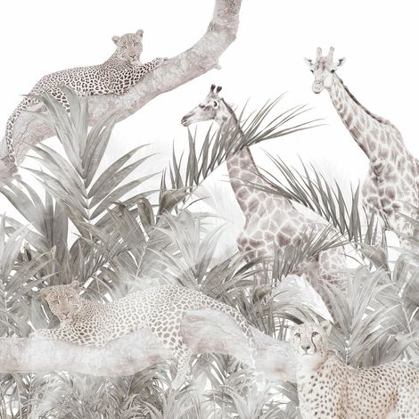 Papier peint panoramique Enfants - Animaux de la Jungle - 130 cm x 130 cm (1/2)