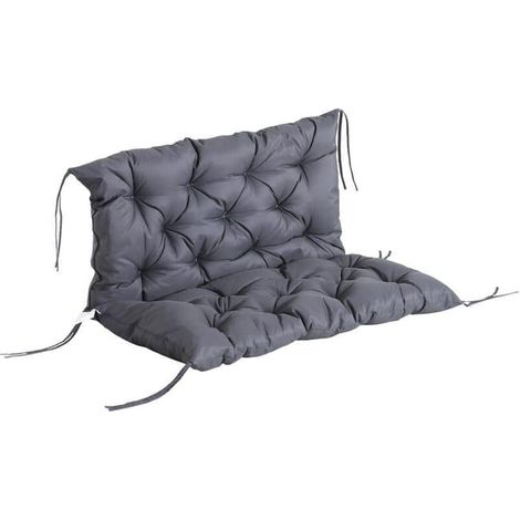 Coussin Matelas Assise Dossier Pour Banc De Jardin Balancelle Canapé Grand Confort 100 X 98 X 8 Cm Gris (1/5)