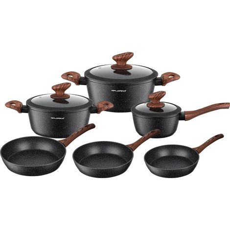 Florina Master Schwarzes Aluminium-Topfset, 9-teilig.