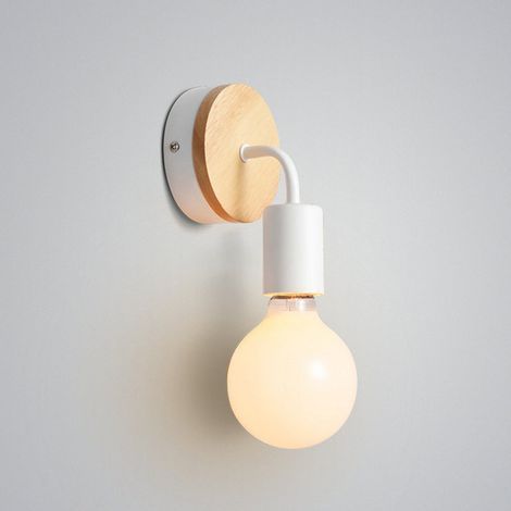 Wandleuchte für den Innenbereich, industrielle LED-Wandleuchte für den Innenbereich, Wandleuchten aus Holz für Wohnzimmer, Schlafzimmer (weiß) (1/5)