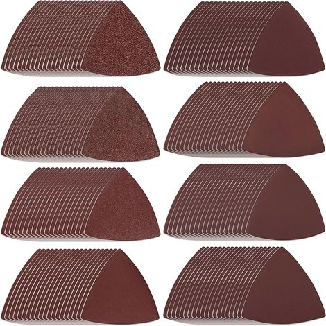 160 Pcs Papier Poncage Triangulaire, 80mm Papier de Ponçage Ponceuse Triangle pour Ponçage, Polissage, Rouille Retrait, Grain 40/80/120/240/400/800/1200/2000 (1/5)