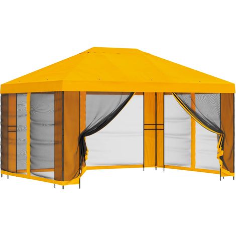 Gazebo da giardino con pareti laterali 4 × 3 m Giallo vidaXL
