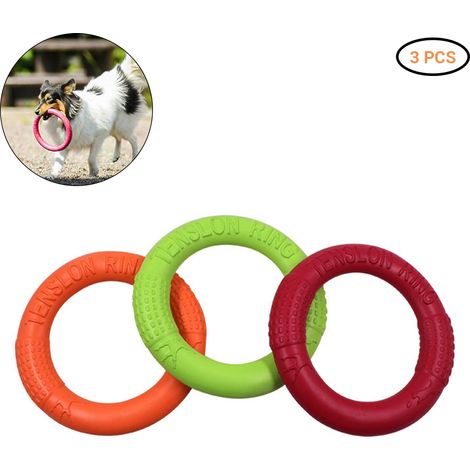 Anillos de EVA para mascotas – Anillos de entrenamiento y ejercicio – Juguete flotante para perros – Set de 3 piezas (naranja, rojo, verde) – 18 cm de diámetro – Material de alta resistencia (1/5)