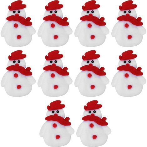 10 Pièces Patchs de Noël en Tissu Non Tissé pour Décorations de Fêtes (Père Noël et Bonhomme de Neige)