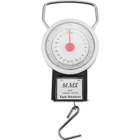 Tragbare Reisewaage mit Haken zum Aufhängen am Koffer, 22 kg, Maßband (1/5)