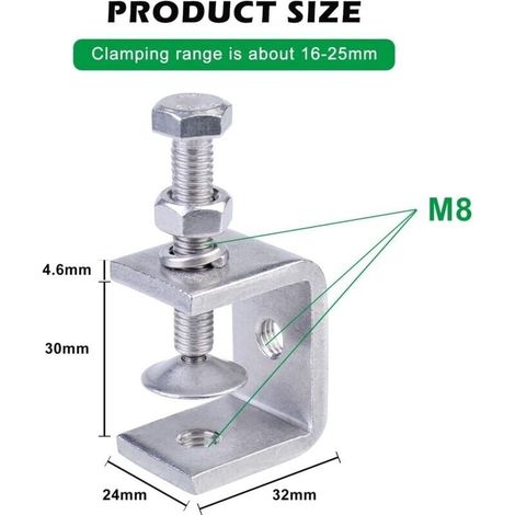Morsetti a C, set da 8 pezzi di morsetti a C resistenti in acciaio inox 304, morsetti a C in acciaio inox, morsetti a C resistenti, morsetti in acciaio inox resistenti per lavorazione del legno, fai d (1/4)