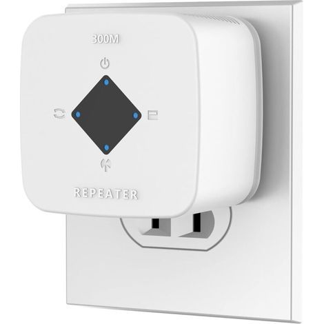 Potente ripetitore WiFi da 300 Mbps, amplificatore WiFi a 2,4 GHz, ripetitore di portata WiFi wireless con porta Ethernet, RJ45, protezione WPS, bianco (1/4)