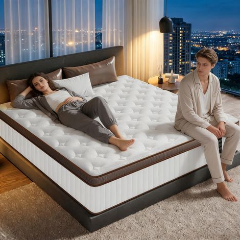 Matelas 140x200 Memoire de Forme Tight Top - Épaisseur 26 cm - Matelas Orthopédique avec Ressorts Ensachés & Mousse Haute Densité - Mi-Ferme H3 - Certification OEKO-TEX