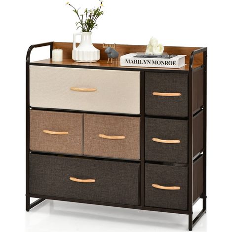 COSTWAY Cassettiera con 7 Cassetti, Organizer Moderno con Cassetti Pieghevoli in Tessuto, Struttura in Acciaio, Ideale per Camera da Letto, Soggiorno, Corridoio, 80 x 29 x 79 cm (1/5)