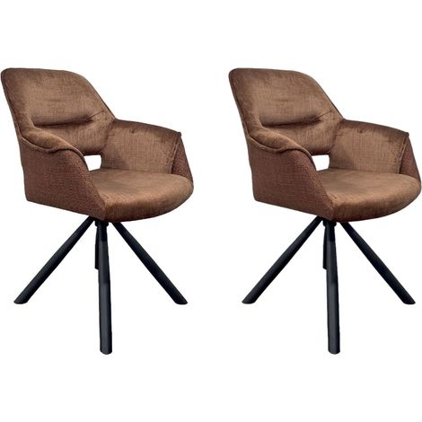 Lot de 2 chaises tournantes avec accoudoirs cuivre Casita CHILKO (1/2)