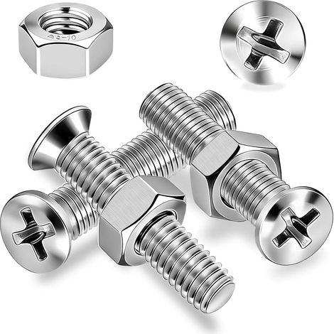 M5x30 mm Vis à Tête Fraisée en Acier Inoxydable, 50 Pièces Vis à Tête Plate avec Écrous Visserie Boulon Phillips Filetage Complet pour Réparation de Chaise (1/5)