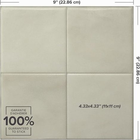 Backsplashback, Zellige Almond Beige, 22.8x22.8cm (1/4)