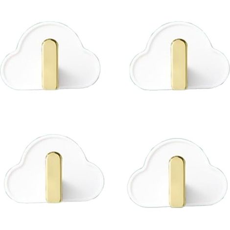 4er-Set wolkenförmige Wandhaken, selbstklebend, ideal für Kinder, Handtuchhaken, weiß, kein Bohren erforderlich, geeignet für Handtücher, Rucksäcke, Hüte und Kleidung (1/4)