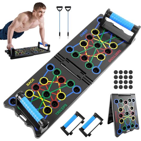 Push Up Board 24 en 1,Planche de pompes pliable avec Antiglisse Poignées,Planche push up pour la maison,Pour la formation thoraco - abdominale des bras et du dos (1/5)