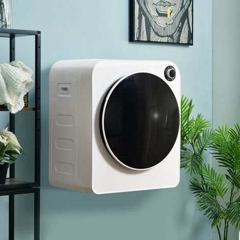 Sèche-linge à air d’extraction en acier inoxydable blanc 3 kg,triple filtre 5 programmes et protection anti-surchauffe.