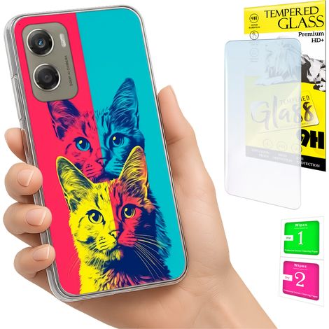 Funda para Motorola Moto G06 / G06 Power, cubierta trasera con diseño de gatos y cristal (1/5)