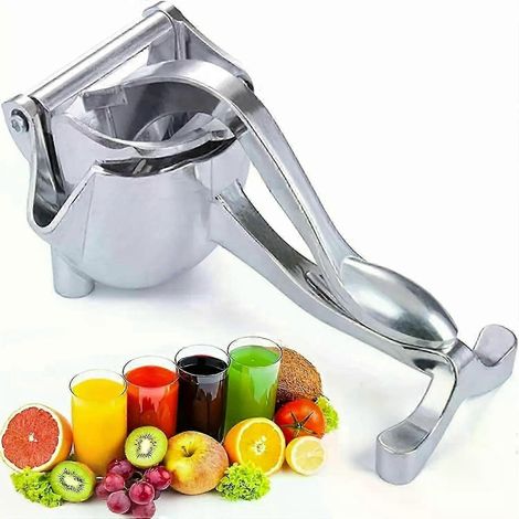 Hochwertige manuelle Zitruspresse aus Edelstahl – ideal für frisch gepressten Zitronen- und Limettensaft in der Küche – robuste silberne Presse – JXLGV (1/5)