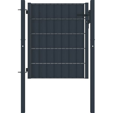 Portail de jardin en PVC et acier, 100 x 81 cm, anthracite