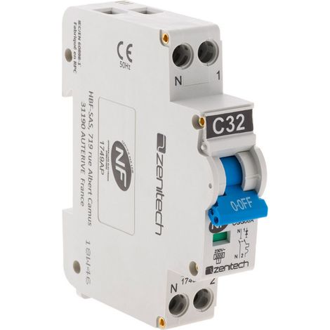 Interruttore automatico 3KA fase/neutro 32A NF ZENITECH
