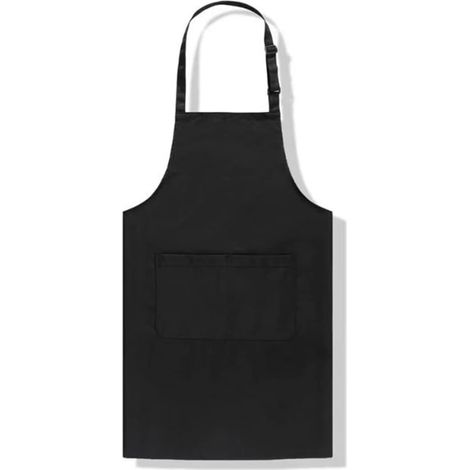 Delantal de cocina de dos piezas, delantal unisex con dos bolsillos, delantal tipo peto unisex apto para restaurantes y barbacoas - negro. (1/5)