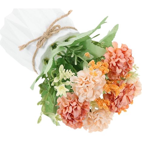 Centre de Table Mariage Bouquet Artificiel Orange en Plastique Décoratif, Finition Soignée pour Arrangement Floral et Vitrine (1/5)