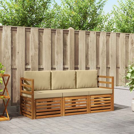 vidaXL Sofagarnituren 3 pcs Natur und Beige Massivholz Akazie (1/5)