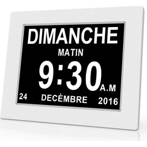 One Piece 7-inch digital calendar clock with date and time, Alzheimer’s clock for parents, medication reminder – White – 20414324mm (1/4)