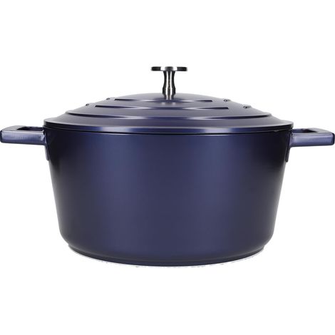 Casserole Fonte Aluminium 4L 24cm - Couvercle Inclus - Induction Four - Revêtement Antiadhésif - Bleu (1/5)