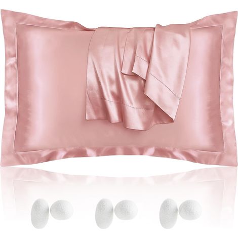 Taies d’Oreiller Satin 50x70 Lot de 2 Housses Effet Soie, Douces et Respirantes, Anti-frisottis & Anti-Plis, Zip caché, Entretien Facile, Alternative à la taie d’Oreiller en Soie (1/5)