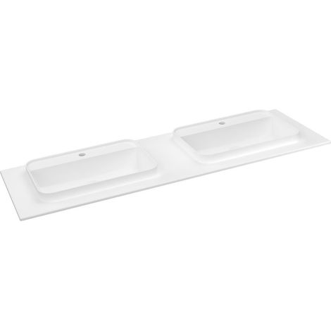 BRAHEA vasque double 151,6x51,5cm (75+75), Rockstone, blanc mat