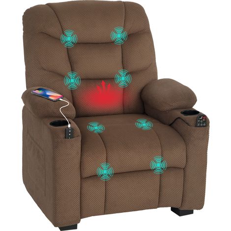 HOMCOM Electric Massage Recliner Armchair with Heat, Reclining Chair, Brown (1/5)