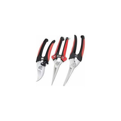 3-teiliges Gartenscheren-Set, Edelstahl-Handschere mit scharfen Klingen, Gartenschere für Gärtner zum Trimmen von Blumen, Hecken und Obstbäumen (1/5)