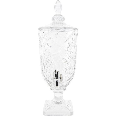 Fontaine à boisson en verre avec robinet et couvercle romantique 3 L Ø 16 x 46 cm - PANGIVO (1/2)