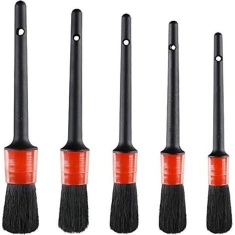 Set di 5 spazzole di precisione, set di spazzole automatiche perfette per la pulizia di auto, moto, cerchi, cruscotto, interni, esterni e pelle - Fei Yu (1/5)
