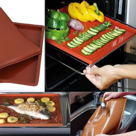 Tapis de cuisson en silicone, couleur café, 2 pièces, dimensions 37,5x30 cm et 30x24,5 cm, gel de silice pour cuisson et pâtisserie (1/4)