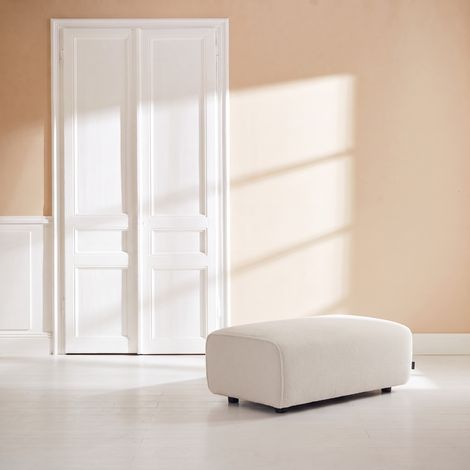 sweeek - Pouf. module pour canapé. repose-pieds pour canapé 3 places en bouclette crème. L 102 x P 70 x H 41cm - Wallas (1/5)