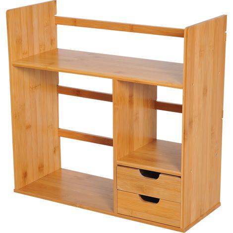 Aufbewahrungsregal aus natürlichem Bambus für Bücher, Büro, Küche und Badezimmer (1/5)