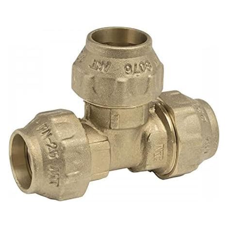 Riego identique fabriqué en laiton. Utilisé pour combiner les tuyaux d'arrosage en polyéthylène. Disponible en 20 mm, 25 mm, 32 mm, 40 mm, 50 mm et 63 mm (25 mm).