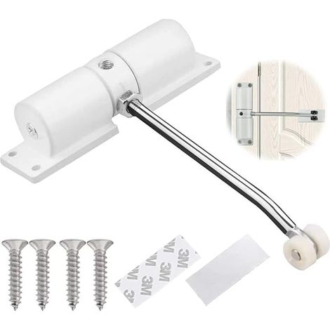 Cierrapuertas automático, cierrapuertas ajustable para puerta interior, cierrapuertas con resorte, cierrapuertas de aleación de zinc con 4 tornillos y palanca de ajuste, cierrapuertas para casa, ofici (1/5)