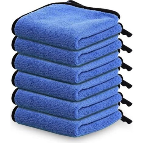Lot de 6 Chiffon Microfibre Voiture , Professionnel Super Absorbant Chiffons Polissage, Séchage Rapide Doux , Nettoyage Domestique (1/4)