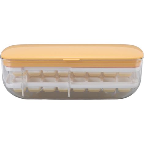 Eiswürfelform aus ABS, PP, PET und Silikon, 2-lagig, 48 Fächer, mit Deckel, gelb (1/5)