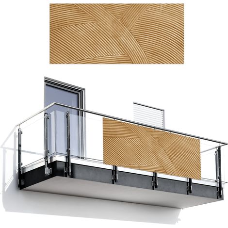 Balcony Privacy Banner Structure - Nature - Art - Rattan 200x90 cm (1/4)