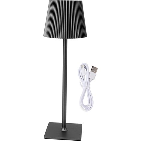 Lampe de Table LED sans Fil Metal Touch Portable Rechargeable 3 Temperatures de Couleur Noir avec Batterie 3600mAh et USB Type-C (1/5)