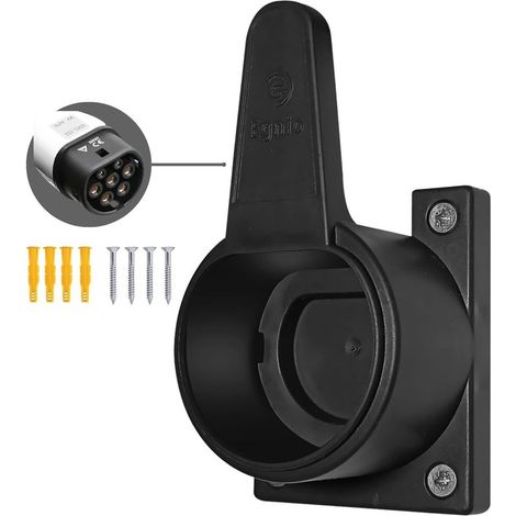 1 Wandhalterung für Typ-2-Ladekabel für Elektrofahrzeuge, wetterfest, mit Montagesatz, für die Garage im Freien (1/5)