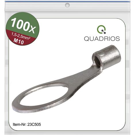 Quadrios 23C505 Ringkabelschuh Querschnitt (max.)=2.5 mm² Loch-Ø=10.5 mm Unisoliert 100 St. (1/5)
