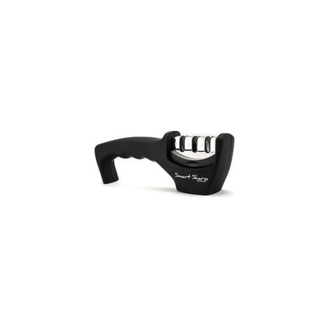 Aiguiseur à 3 phases Smart Sharp - pour couteaux de cuisine - résultat professionnel/design ergonomique - pierre céramique/carbure tungstène/diamant - finition noire/chromée (1/4)